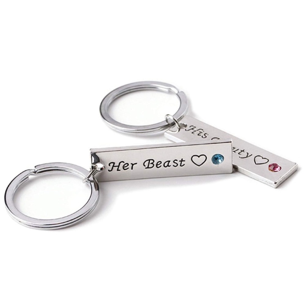 Her beast his beauty keychain key chain gift